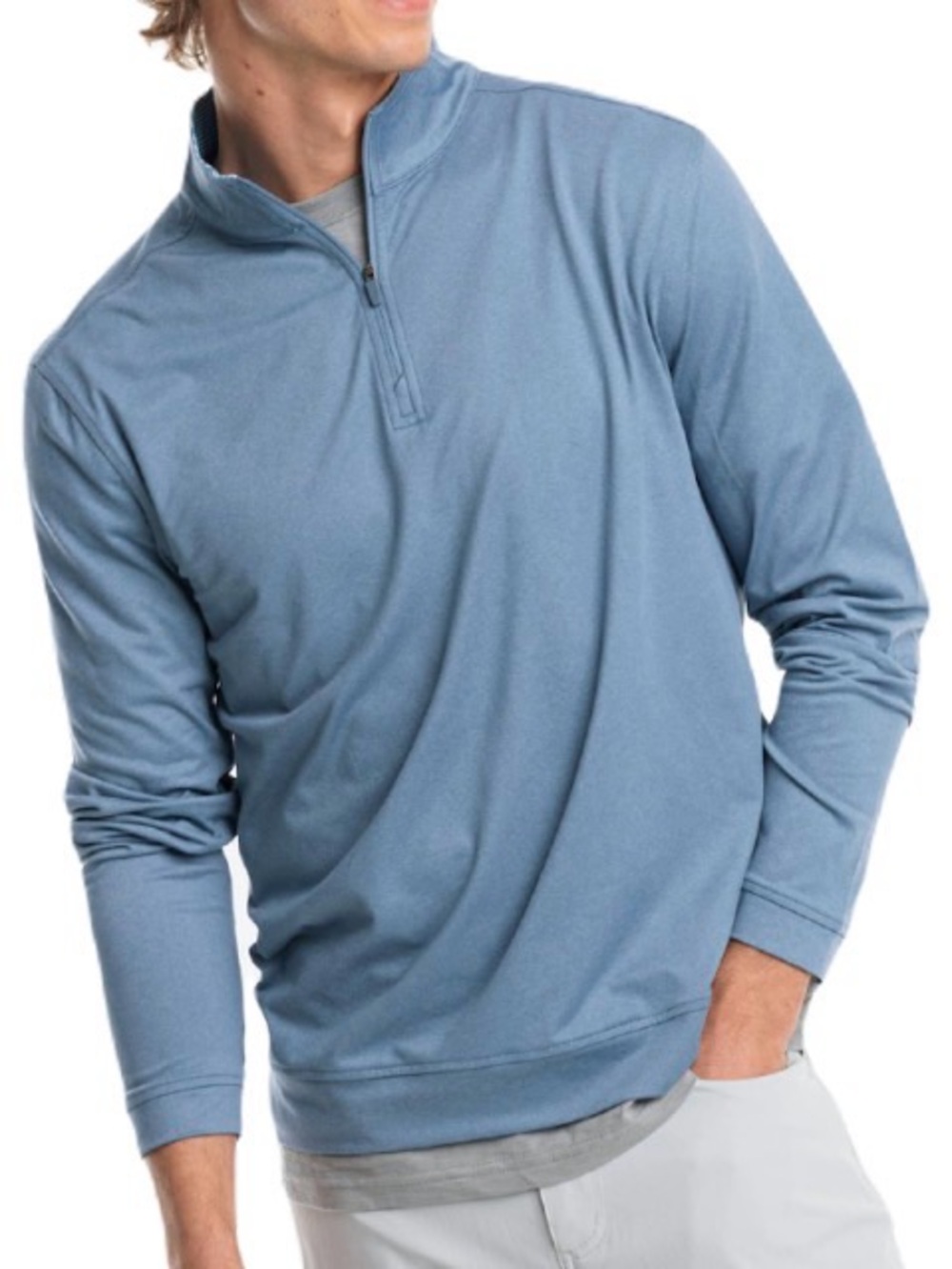 Southern Tide Backbarrier Heather Blue Haze Performance Quarter Zip Pullover XL